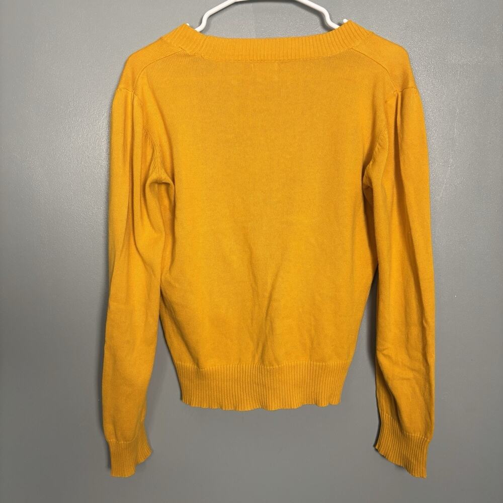Vintage Y2K Women’s Long Sleeve Open Front Dark Yellow Sweater Large Punk Skater - Picture 4 of 8